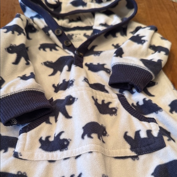 Carter's Navy & White and Green Striped Fleece Print Onesie, Warm Baby Pajamas - Picture 10 of 11